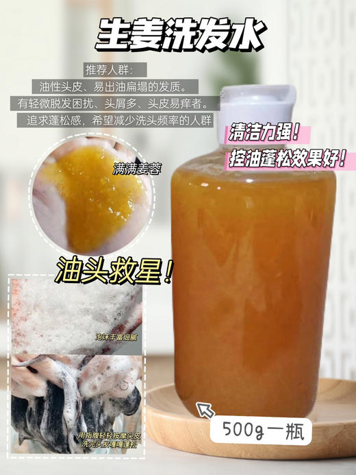 实验室高端定制 生姜防脱洗发水｜ 油头必备 强韧发丝 控油蓬松丰盈 500g/瓶 商品图1