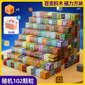 星涯优品 磁力方块随机102颗+5公仔+维胜2000ml桶+邮购盒