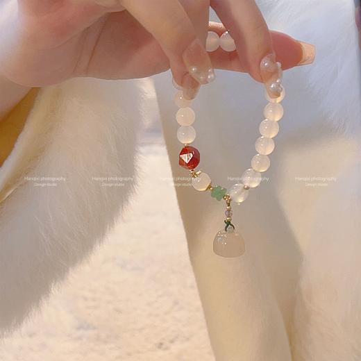 【超值购19.9抢❗荔枝白冻玉髓手链】高级感满满，复古汉服神器，弹力设计百搭不挑手，莲藕手链ins风高级感手镯汉服配饰饰品QQ 商品图4
