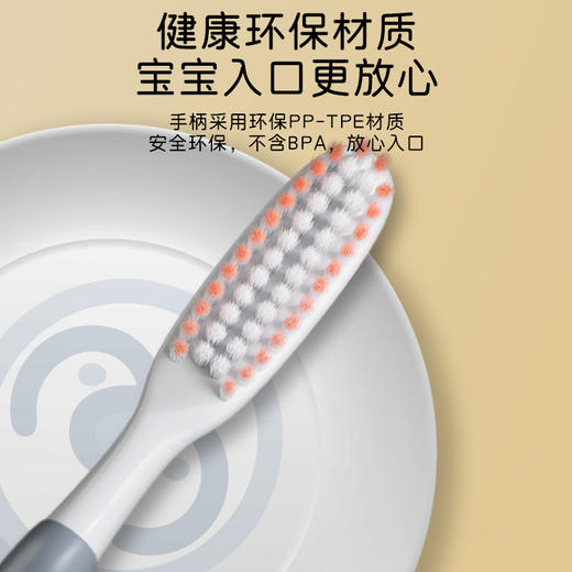 6支装企鹅长头大头软毛儿童牙刷6-12岁高效清洁防滑手柄 商品图3