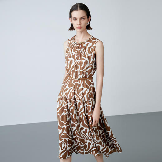 EITIE爱特爱夏季新款收腰显瘦通勤百搭a字印花连衣裙7807545 商品图3