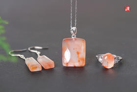 南红冰飘【冰绯云栖】套装，925银镶