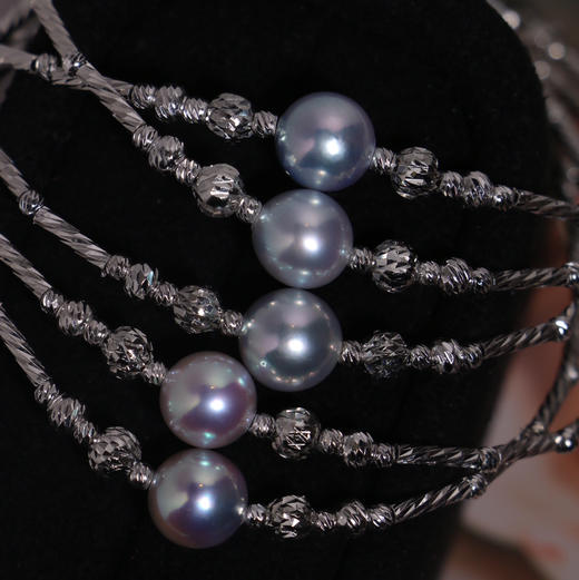 akoya真多麻色 海外进口海水珍珠手串 8mm左右 纯银 微瑕 ji光 微瑕 可能孔位处微巴洛克 商品图0