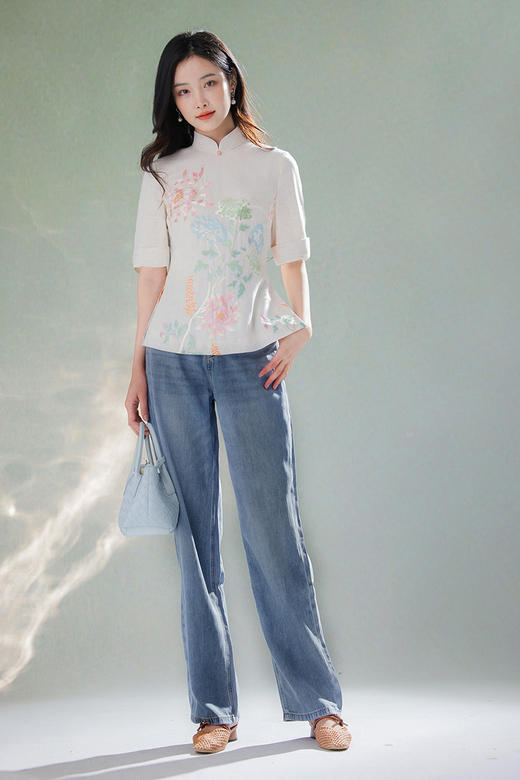 逸红颜明月优选#真丝汉麻显瘦直筒牛仔裤​「冰淇淋」丝麻共生·夏日降温，清新细腻垂坠感 商品图8