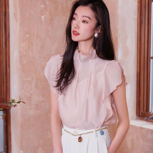 【英国ORIGNAL&CO  珠光粉套装】上衣+半裙 半裙宽松版型 花瓣袖上衣 选用优质天丝面料 商品图1