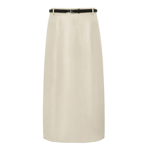 【2件9折】【Petit Bari】(多色)时髦廓型花苞开衩半身裙（附皮带） 商品图3