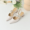 经典鲨2025年夏季款优雅尖头仙女风甜美蝴蝶装饰粗跟凉鞋女KW87-529051 商品缩略图2