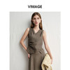 VIMAGE纬漫纪亚麻T恤法式无袖显瘦上衣女夏季新款V2313936 商品缩略图1