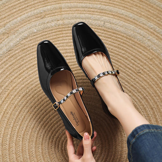 【预售5天】法式浅口方头玛丽珍低跟新款百搭气质链条搭扣单鞋女LD&7285 商品图1