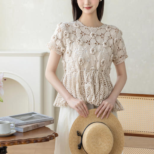 苏苏姐家蔷薇轻语钩花上衣手工diy钩针编织棉麻毛线团材料包 商品图2