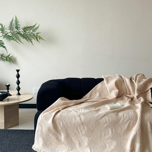 【换季出清】自然醒杜克天丝棉华夫格提花流苏毯轻奢高级感沙发毯子午睡毯盖毯毛巾被空调毯床尾巾MT 商品图3