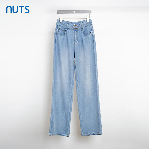 NUTS夏季新品浅色时尚宽松显瘦气质水洗牛仔长裤428112425 商品图0
