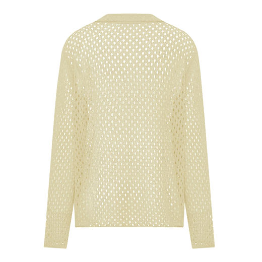 【2件9折】【Petit Bari】(多色)智感POLO领镂空长袖针织罩衫 商品图6