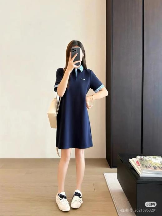 miumi*|缪 明星同款25ss 蓝色格纹polo连衣裙 商品图3