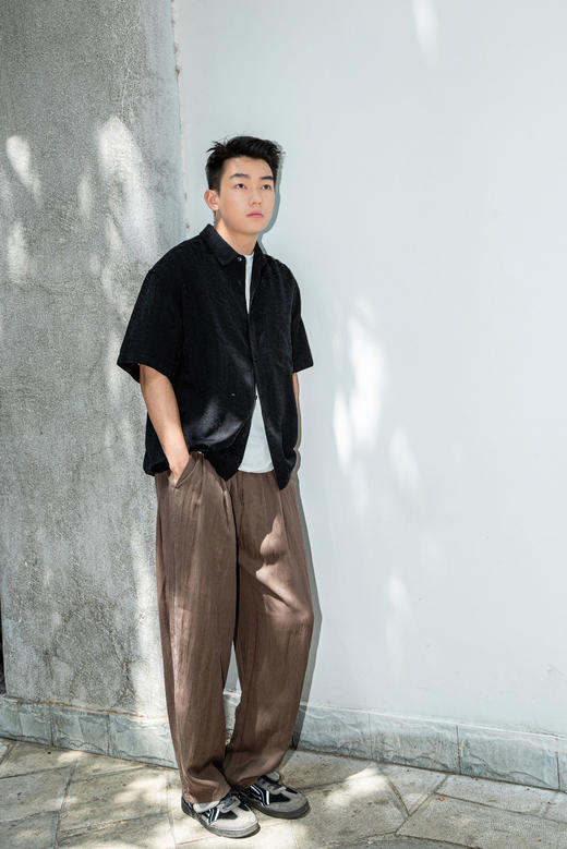 523522216暗纹简约短袖衬衫 商品图5