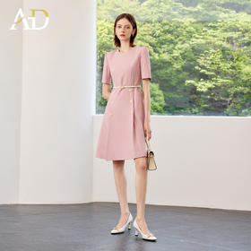AD高端粉色连衣裙2025新款小香风时尚气质收腰显瘦女中长款裙子