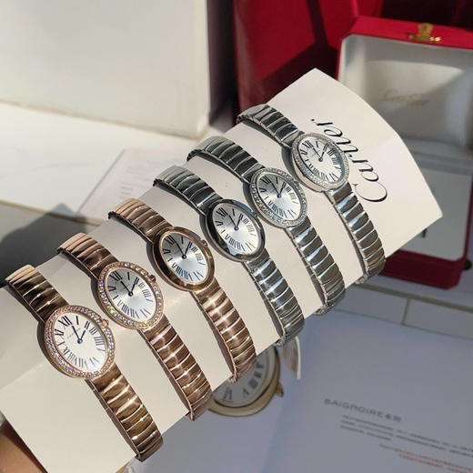 卡地亚创新与复古撞击的审美 / 银色 单圈大钻
Baignoire腕表卡地亚浴缸系列，法式优雅的椭圆形设计，环形手镯搭配隐藏式折叠表扣❕❕ 商品图9