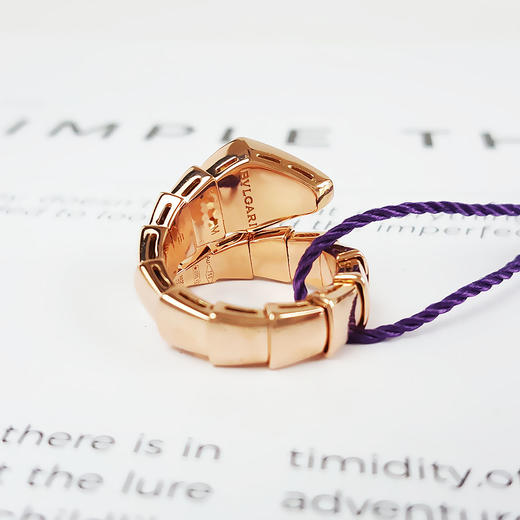 【95新】BVLGARI宝格丽Serpenti Viper系列AN855318  18K玫瑰金宽版半镶钻蛇头S码戒指中性款 060525NJS02 商品图4