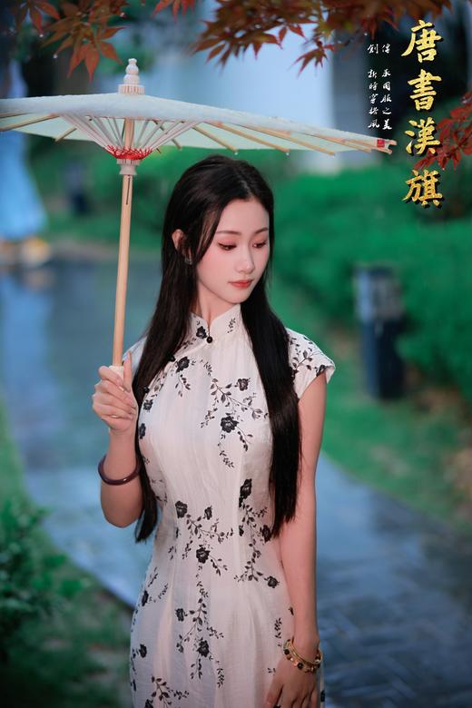 【望 舒】素雅浅灰色短袖旗袍墨花印染优雅温婉国风新中式 商品图1