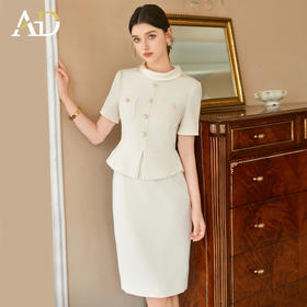 AD高端女神范假两件连衣裙女2025新款夏季圆领正装御姐风西装裙子