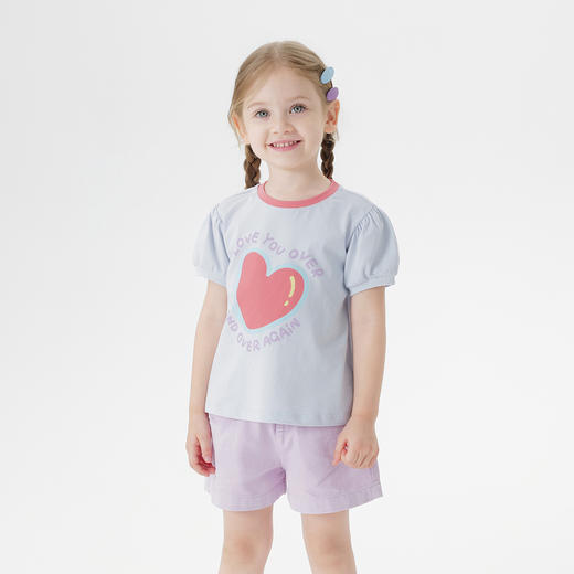 【凉感T】马克珍妮女童爱心雪糕短袖T恤 宝宝上衣夏装新款550777 商品图1