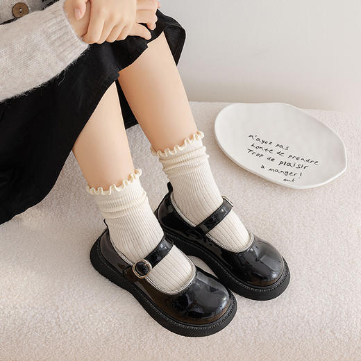 【柔软舒适，精致花边设计】袜子女童堆堆袜 春秋A类棉中筒袜 婴儿袜木耳边花边 宝宝袜儿童袜子-QQ 商品图1