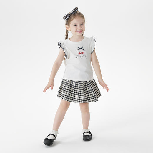 【凉感透气】马克珍妮女童花边小飞袖T恤 宝宝背心夏装新款550775 商品图1