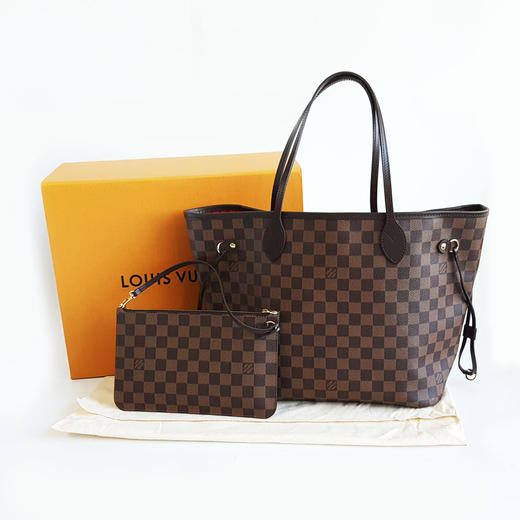 【95新】LV路易威登N40599中号棕棋盘格NF红内里新款neverfull购物袋单肩包女士现售价：9200！120525NJS02 商品图1