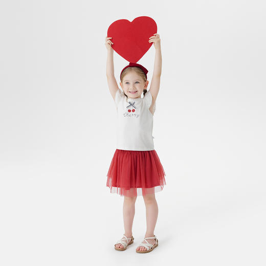 【凉感透气】马克珍妮女童蝴蝶结网纱飞袖背心宝宝夏装新款550773 商品图1