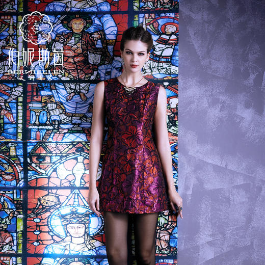 【伯妮斯茵】大气玫红色提花背心裙连衣裙--神秘的圣母窗--《因汉而生--哥特》3S6214 商品图0