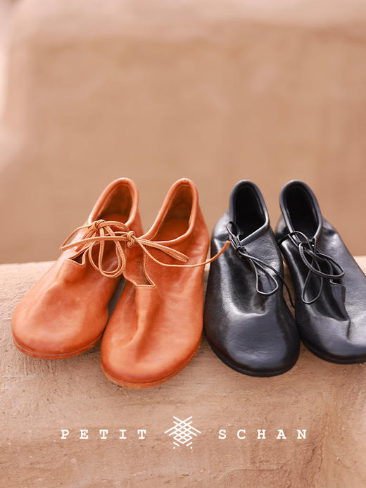 PETIT SCHAN小闪 SHO#001 Grandma's shoes 奶奶鞋 意大利进口法式复古水洗植鞣马皮系带小皮鞋 商品图0