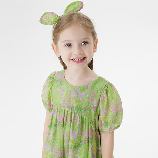 马克珍妮女童棉真丝短袖连衣裙 儿童碎花裙子2025年夏装250009 商品图4