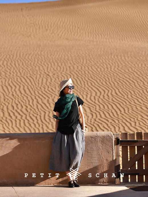 PETIT SCHAN小闪 ACC#039 blue and white porcelain 青花瓷 羊绒真丝印花手工染色围巾披肩 商品图6