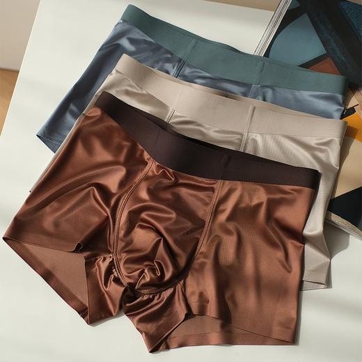 男士绸缎面无痕蚕丝裆油光平角内裤3054 商品图4