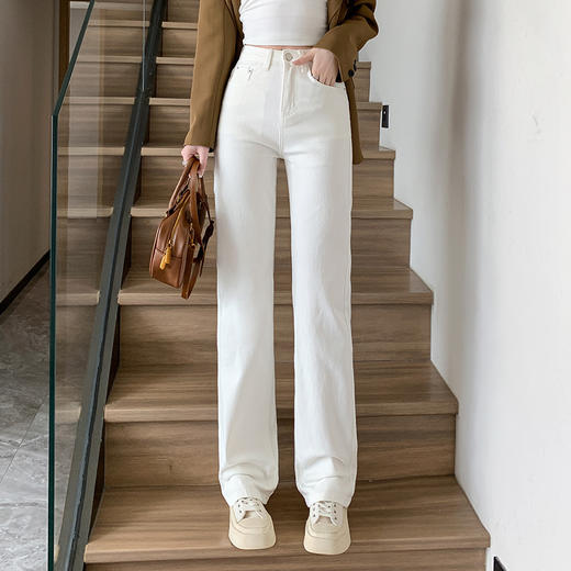 2025夏款直筒高腰牛仔裤窄版显瘦阔腿垂感拖地裤SG-N5X2474 商品图0