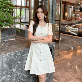 奢姿大码女装2025夏季百褶小香风时尚连衣裙胖妹妹气质方领裙子9952890469