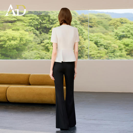 AD高端气质女神范职业套装女2025新款夏季假两件上衣阔腿裤两件套 商品图4