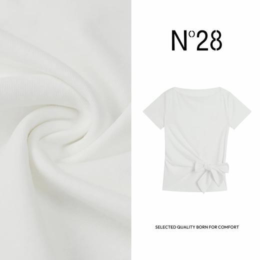 N°28 夏季新款法式高级感棉短袖T恤 宽松慵懒风宽领纯色上衣895251T522 商品图2