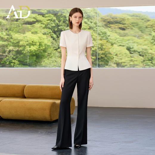 AD高端气质女神范职业套装女2025新款夏季假两件上衣阔腿裤两件套 商品图3
