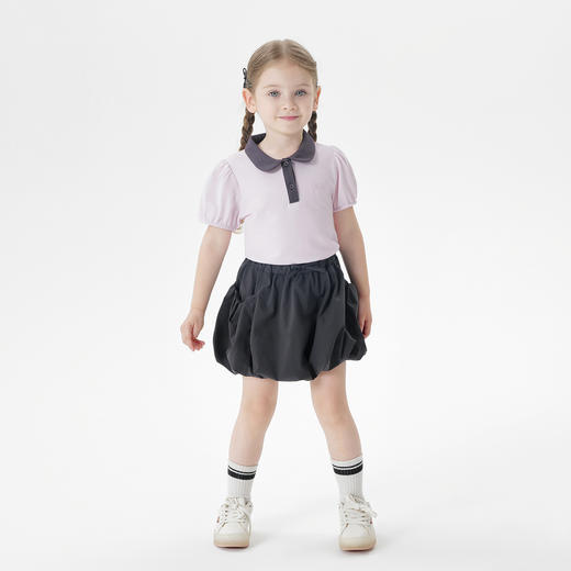 【凉感快干】马克珍妮女童甜美泡泡袖polo短袖T恤夏装新款550788 商品图1