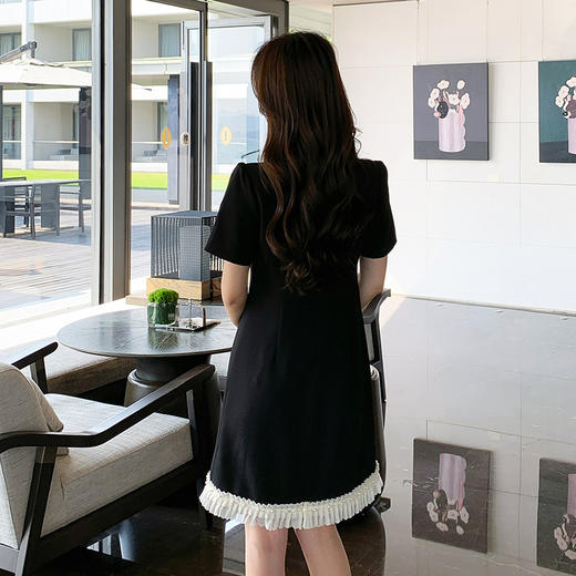 【清仓超15天不保价】奢姿大码女装2025夏季钉珠减龄花边拼接时尚连衣裙胖妹妹简约裙子9952890413【1】 商品图3