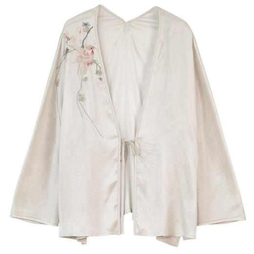 牧衣游原创 重磅双宫绸刺绣桑蚕丝炒色短外套复古禅意中式 晨风 商品图4