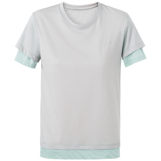 SELFWHO棉混纺撞色假两件短袖t恤女2025夏季新款刺绣设计正肩上衣 商品图4