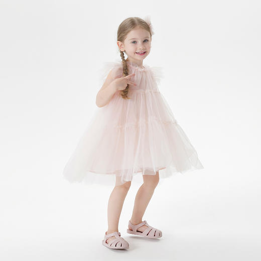 马克珍妮女童小飞袖网纱蛋糕连衣裙宝宝公主裙夏装新款裙子550879 商品图1