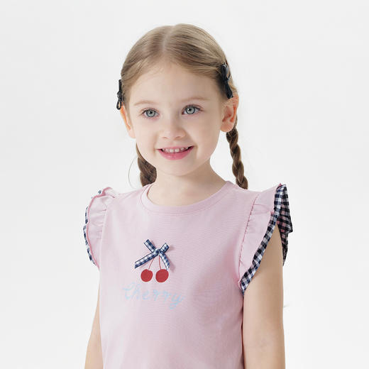 【凉感透气】马克珍妮女童花边小飞袖T恤 宝宝背心夏装新款550775 商品图3