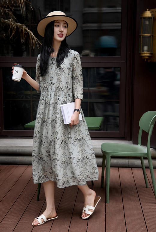 品牌订单轻奢法式碎花连衣裙 商品图3