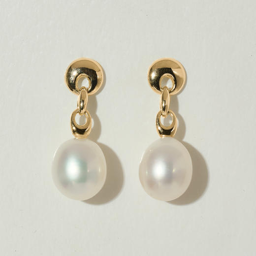 含晖· True Classic系列-强光椭圆珍珠环扣耳坠（2款可选） 商品图0