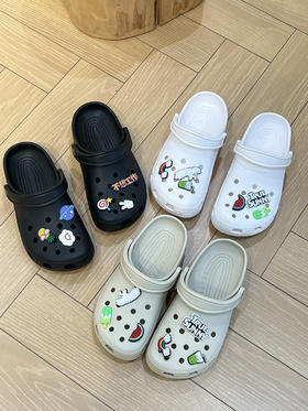 ³ 送鞋花【男女款洞洞鞋】经典款洞洞鞋 跟高3cm BTHY-0329 鞋花卡扣款式随机发 XN03-CRMM-BTNX
