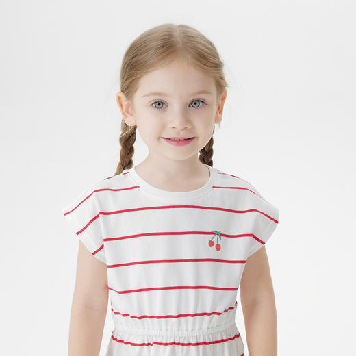 马克珍妮女童条纹刺绣连衣裙 儿童无袖裙子2025年夏装新款550896 商品图4