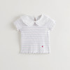 马克珍妮女童甜趣条纹荷叶领短袖T恤 宝宝上衣2025夏装新款550755 商品缩略图2